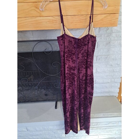Y2K Purple Velvet Burnout Floral Dress Windsor Cowl Neckline Spaghetti Straps M - Picture 5 of 15